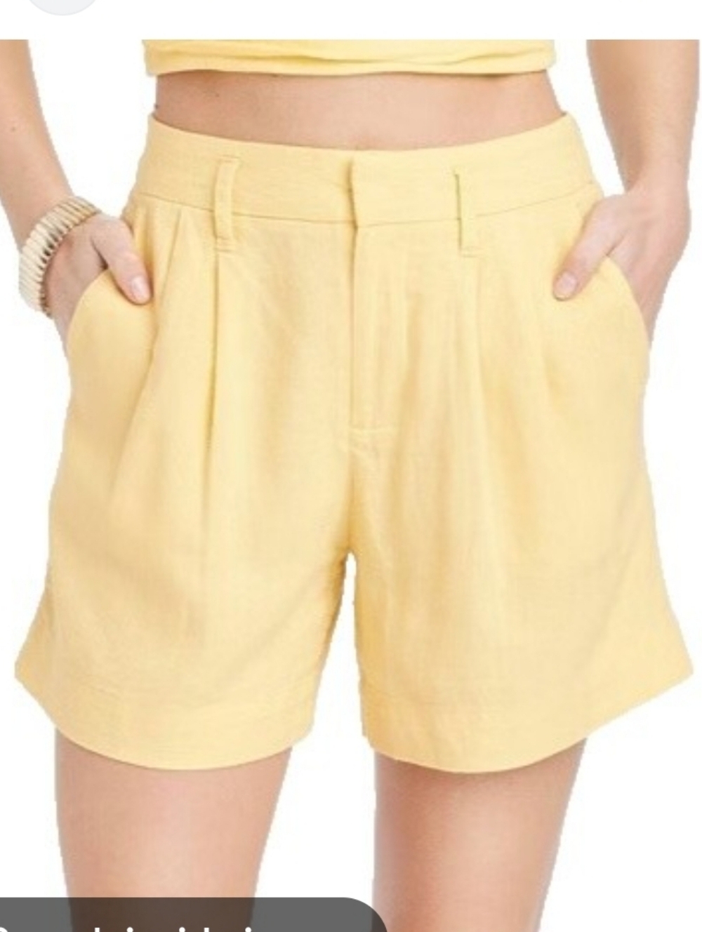 A New Day Linen Blend Pastel Yellow High Rise Shorts Size 6 NWT